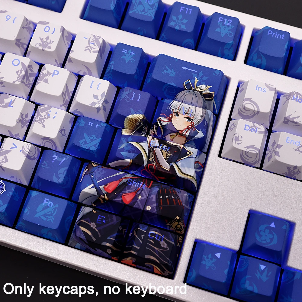 108 Key Genshin Impact Keycap Kamisato Ayaka PBT Dye Subbed Cherry Backlit Keycap Anime Gaming Key For ANSI 61 87 104 108 Layout