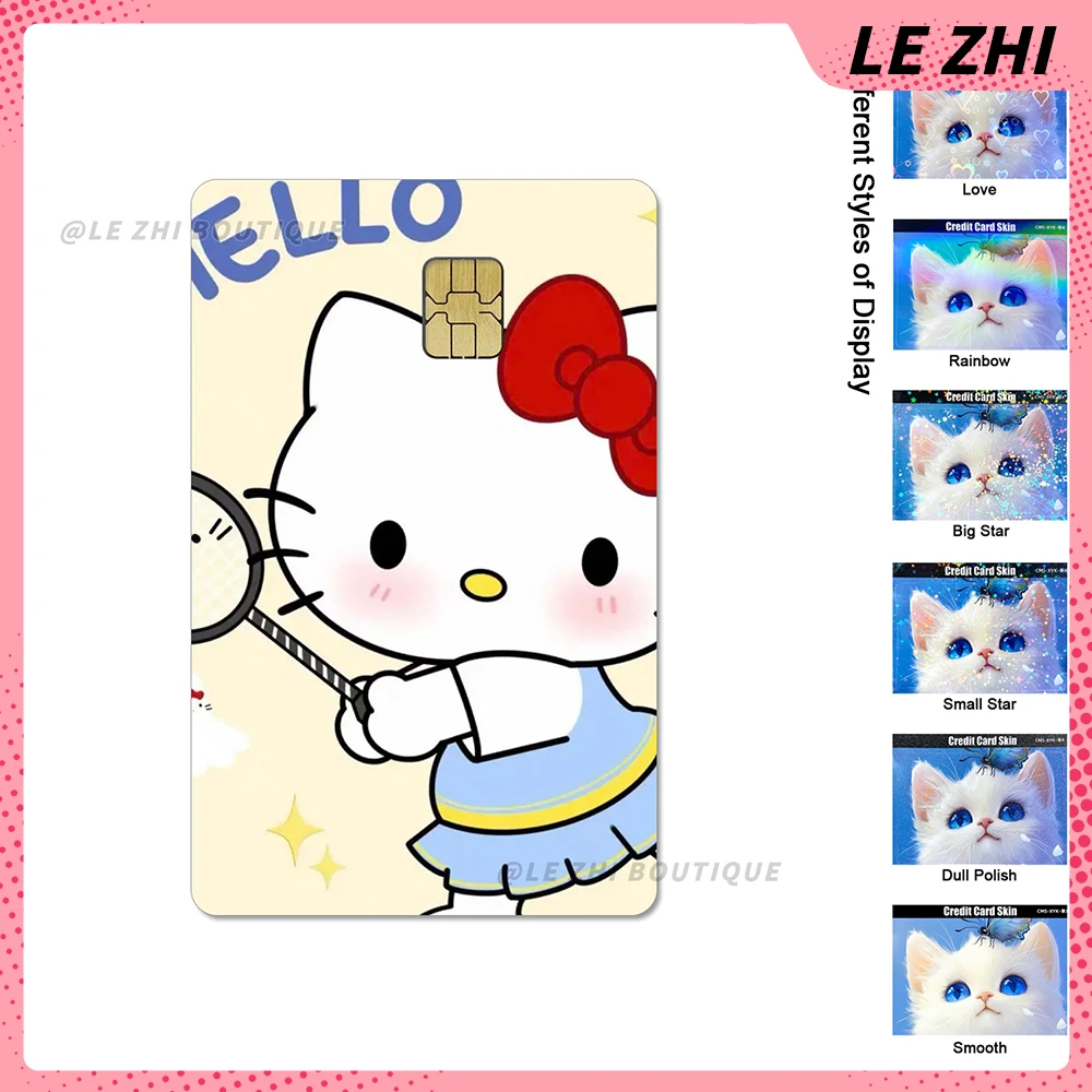 Kawaii Anime Sanrio Hello Kitty Diy Credit Debit Card Party Sticker Shining Rainbow Love Star Waterproof Small Chip Skin Sticker