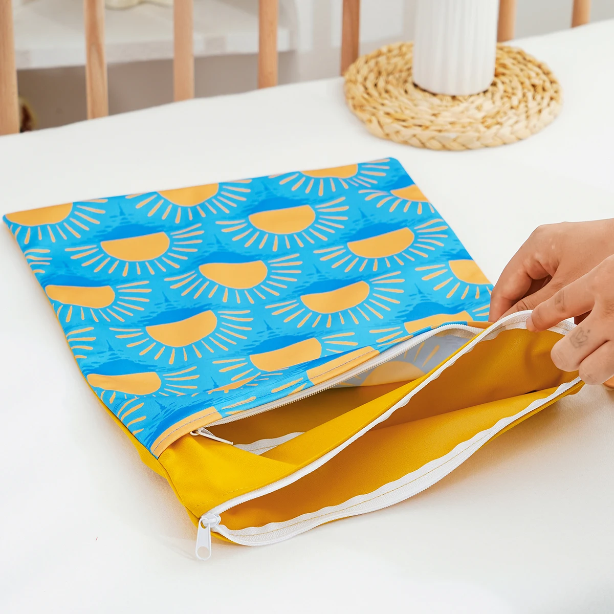 HappyFlute 1 قطعة حفاضات قابلة لإعادة الاستخدام بسحّاب رطب وجاف مقاوم للماء حقائب أطفال للسفر على الشاطئ وحمام السباحة وحفاضات الأطفال وصالة الألعاب الرياضية واليوجا