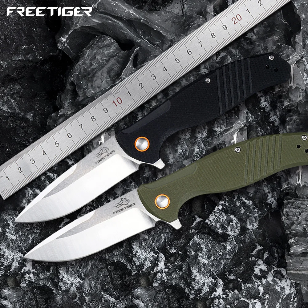 FREETIGER D2 Knife Outdoor Folding Pocket Knife for Camping Hiking Hunting Home Kitchen  EDC Mini Tool Knives for Men Gift