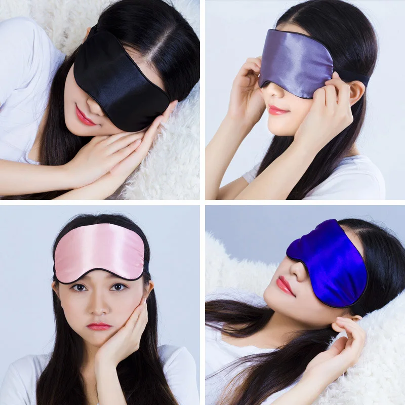 2022 New Double-Sided Artificial Silk Eye Mask Black Pink Mulberry Silk Shading Sleep Eye Mask For Men Women Breathable Eye Mask