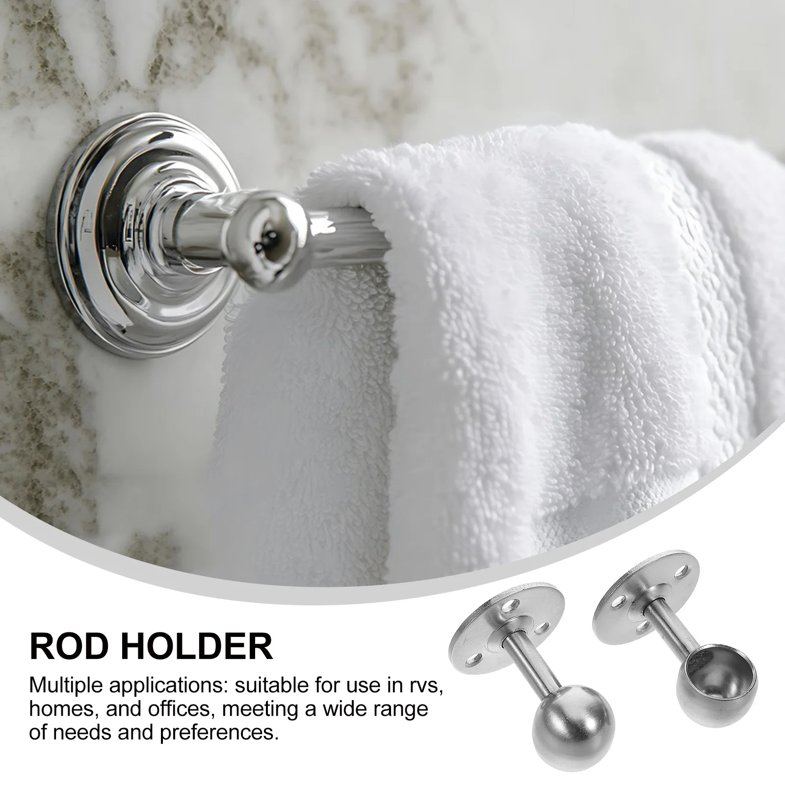 

2PCS Stainless Steel Through Towel Rod Bracket Shower Curtain Support Wall Mount Holder for RV Home Office