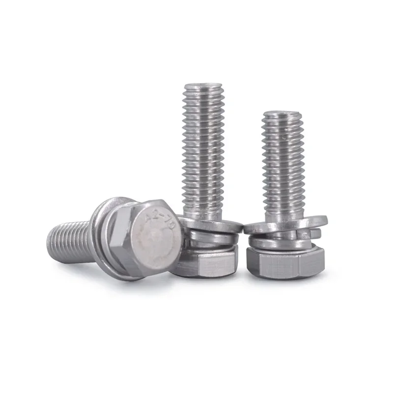 Stainless steel 304 hex flat brain combination three combination screw M4M5M6M8M10M12*8 10 12 14 16 20 22 25 30 35 40 45 50 60