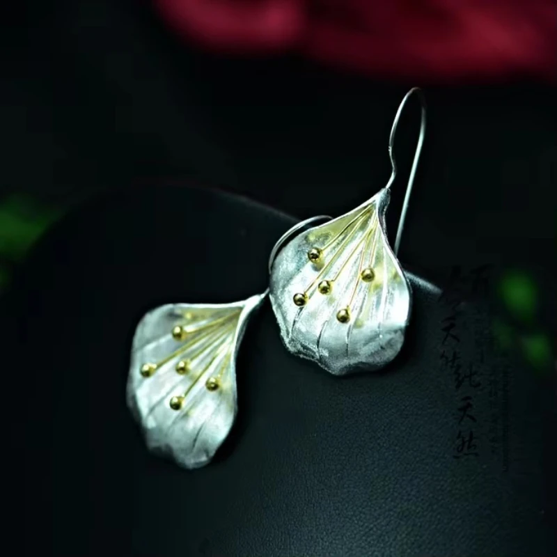 925 Sterling Silver Manual osobowość Długie kolczyki kwiatowe dla kobiet Biżuteria modowa sterling-silver-jewelry pendientes — zdjęcie 4