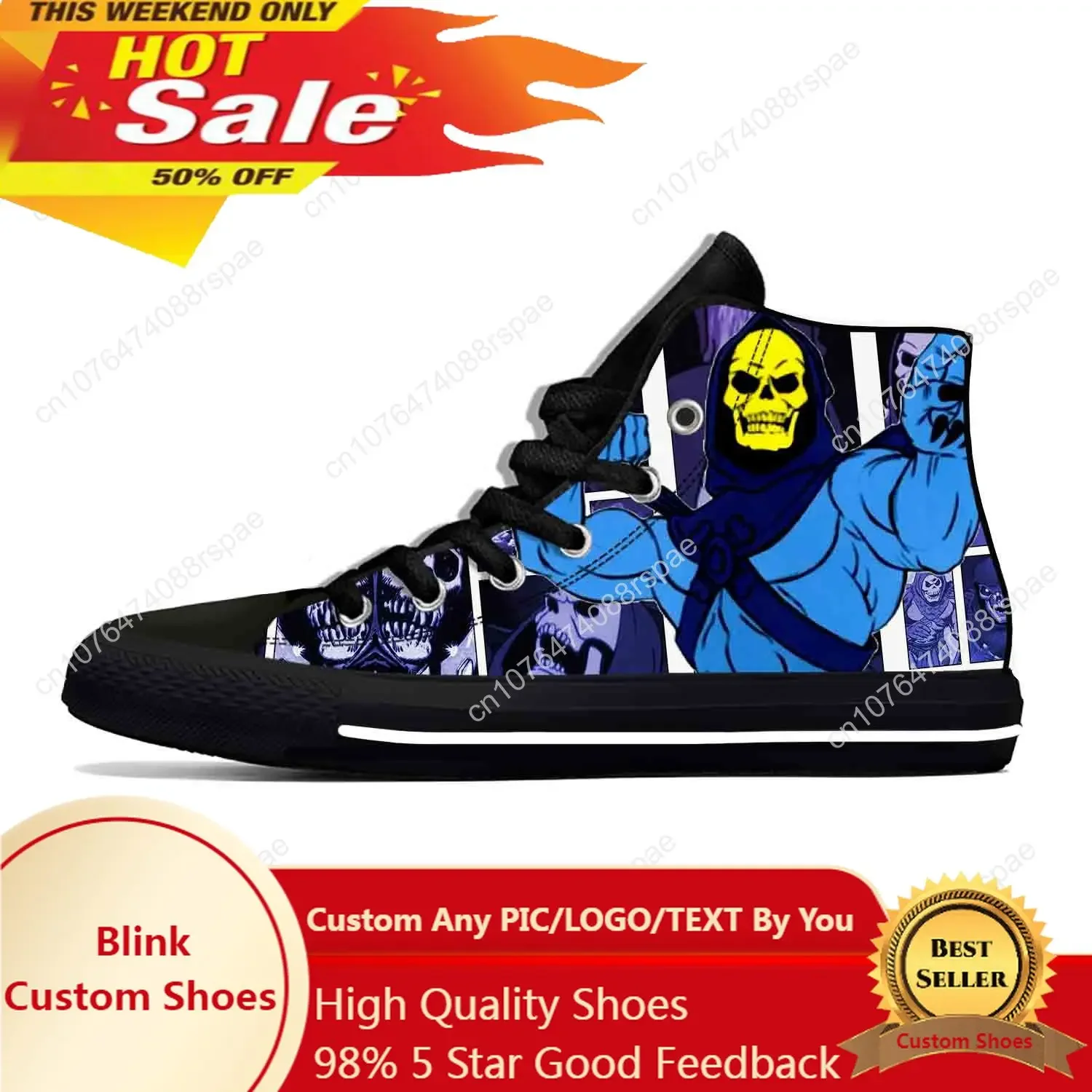 Masters Of The Universe Cartoon Skeletor He-Man Casual Cloth Shoes High Top Lightweight Breathable 3D Print Men Women Sneakers