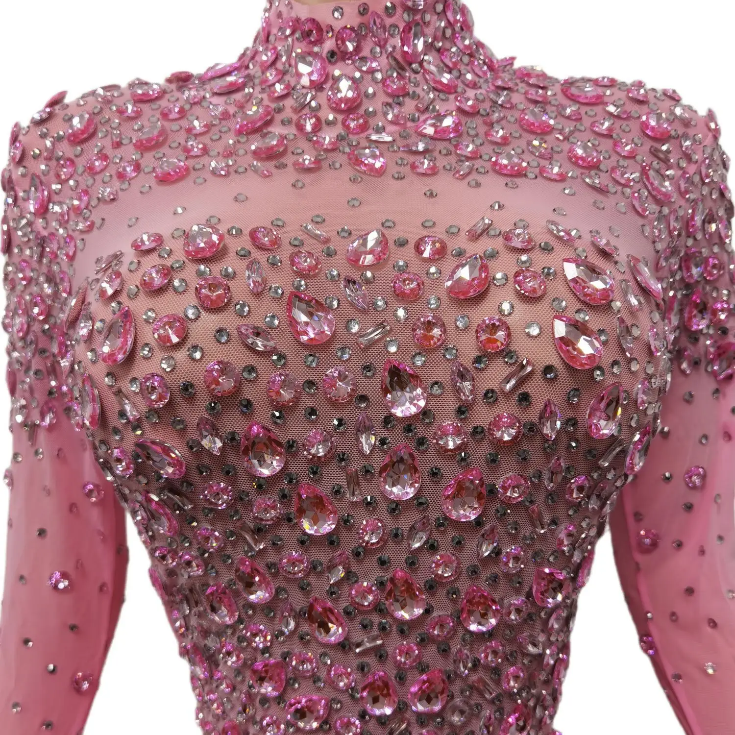 Robe de danse rose Sexy pour femmes, tenue de soirée avec strass scintillants, tenue de soirée d'anniversaire, 2024 Cuixing