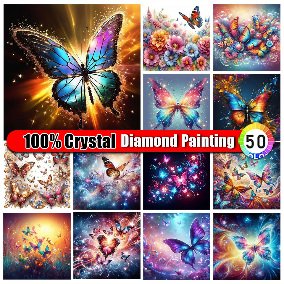 

Picture Size 100% Crystal Diamond Painting Butterfly Flower Diamond Mosaic HandInlaid Rhinestones Embroidery Home Decor Gifts