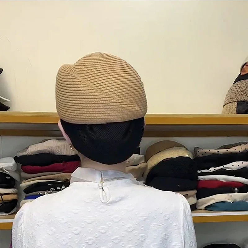 Summer Paper Straw Beret Hat Fedora Sun Cap for Women Hostess Pillbox Hat Millinery Fascinator Base Hat