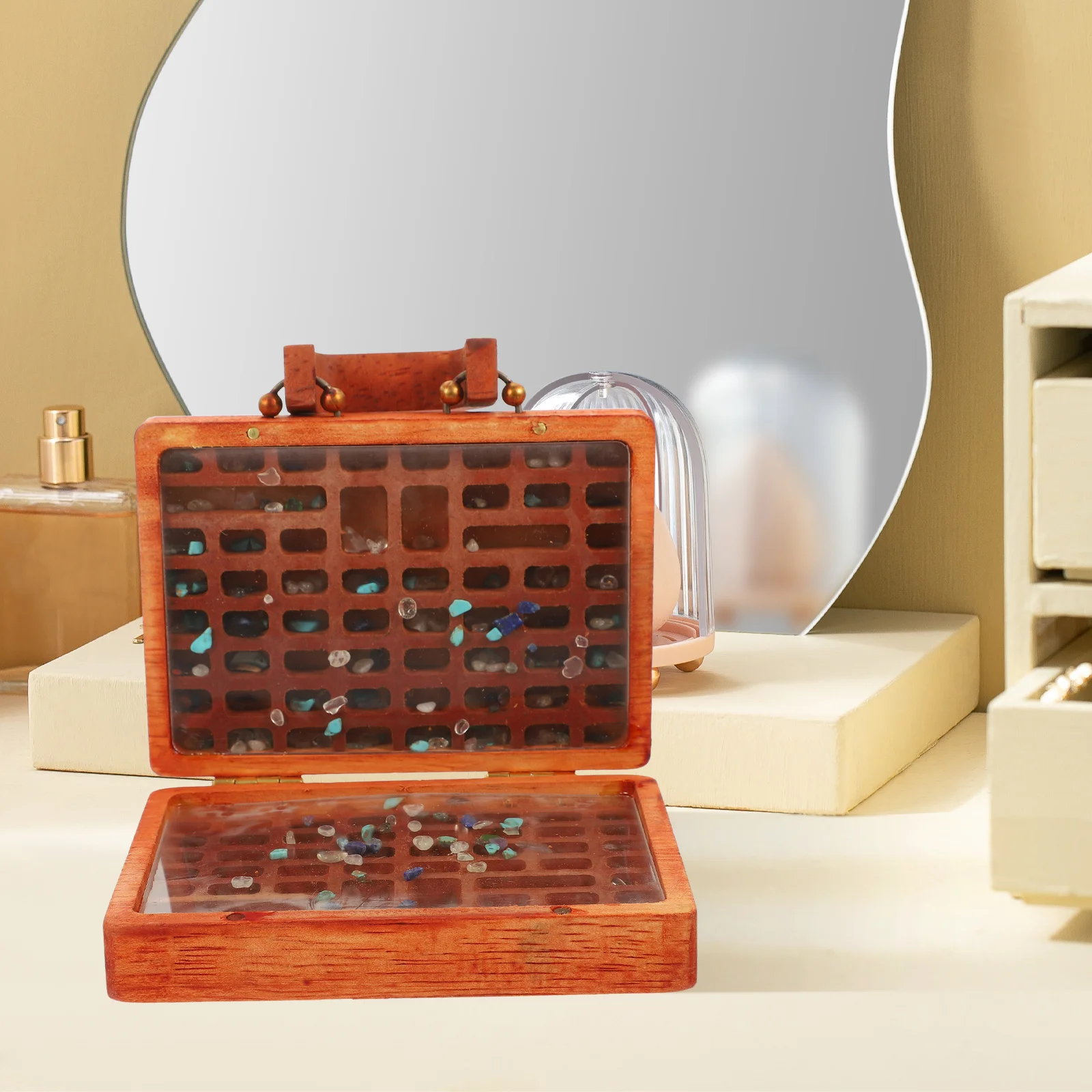 

Деревянный футляр для хранения камней и кристаллов в ретро-стиле, органайзер для драгоценных камней