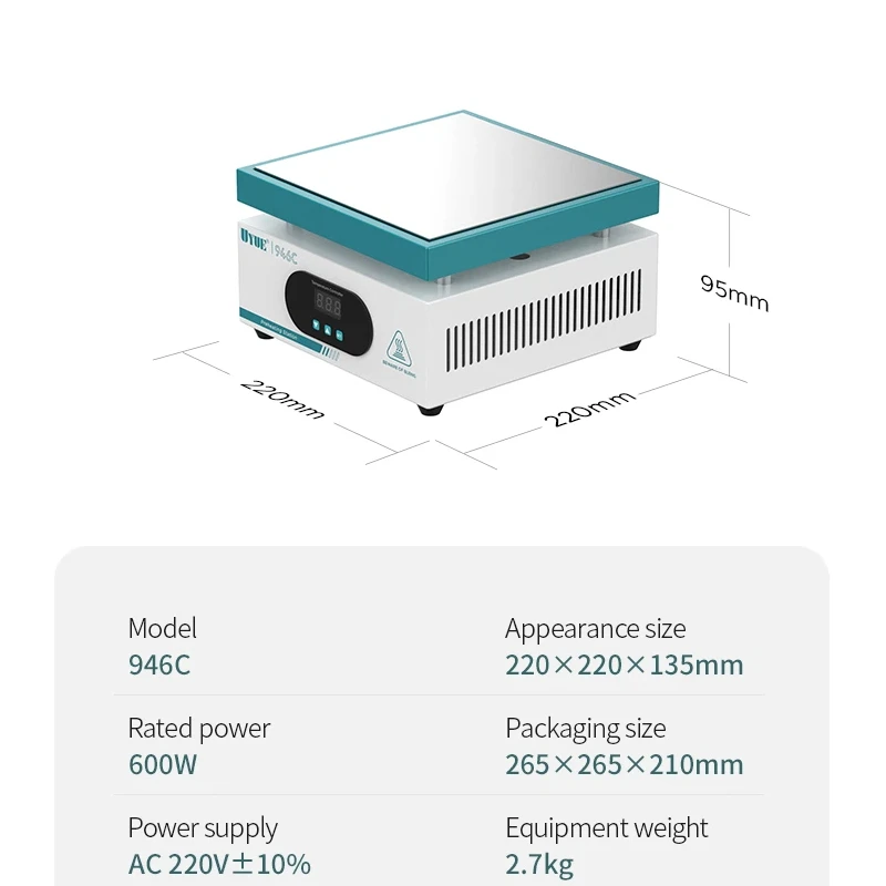

220V/110V Preheater UYUE 946C with LED Display for Precision Electronics Rework
