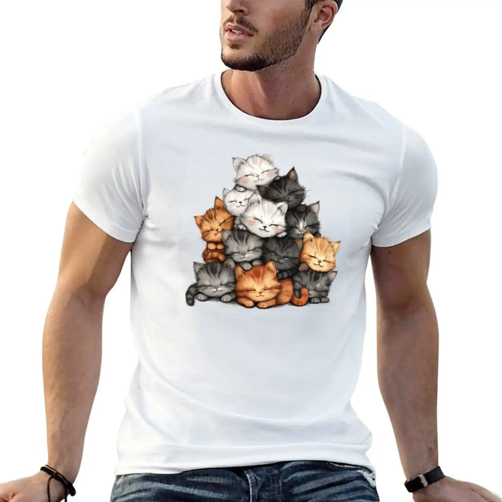 Heap of sleeping kittens - pile of cats T-Shirt vintage graphic tee summer 2026 mens workout shirts