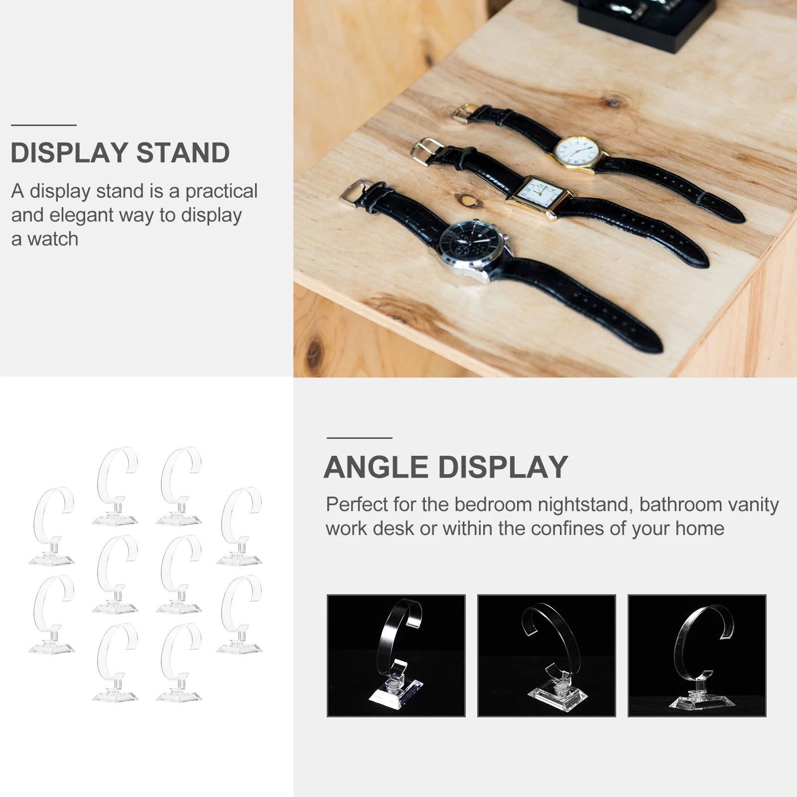 

10 Pcs Watch Display Stand Stands Bracelet Holders Table Frame Single Plastic Jewelry L-shaped