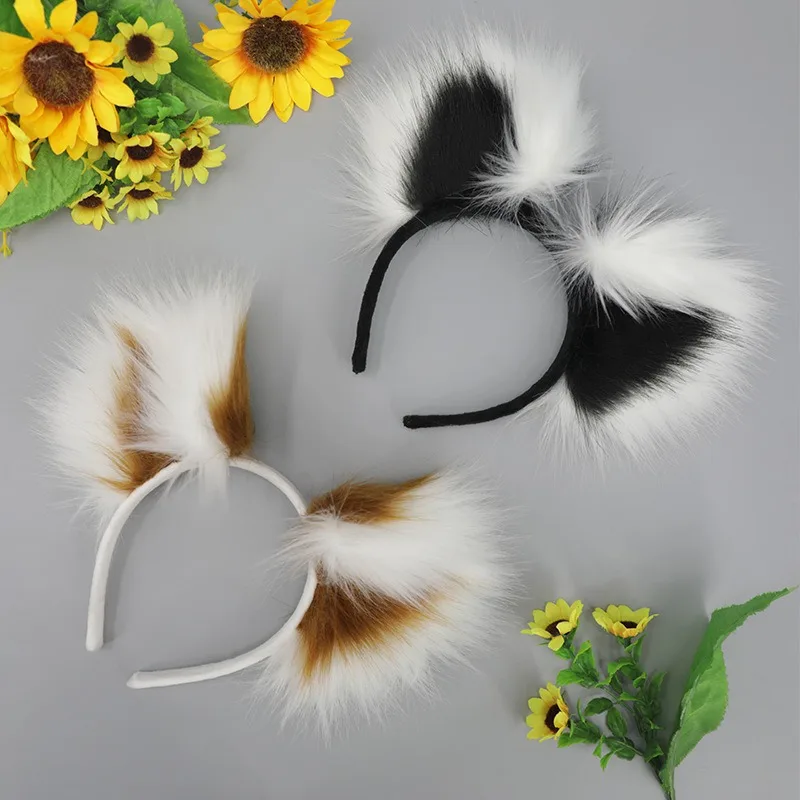 Mooie namaakbont wasbeer hoofdband harige dieren beest oren hoofddeksels beest staart set kawaii accessoires voor cosplay feestartikelen