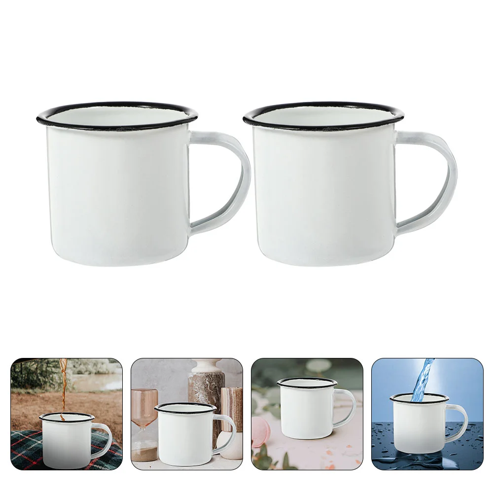 Copos de água engrossados velho retro beber vidro espresso esmalte caneca ferro branco criança canecas