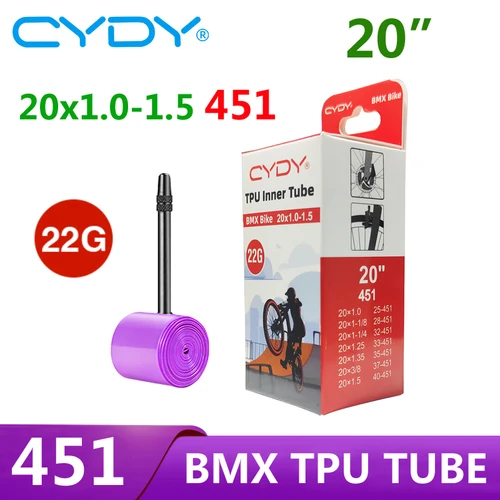 22g CYDY TPU cámara de tubo interior de bicicleta 20 ""451 20x1,0 1-1/8 1-1/4 1,25 1,35 1-3/8 1,5 longitud de válvula 45/65mm BMX neumático de bicicleta