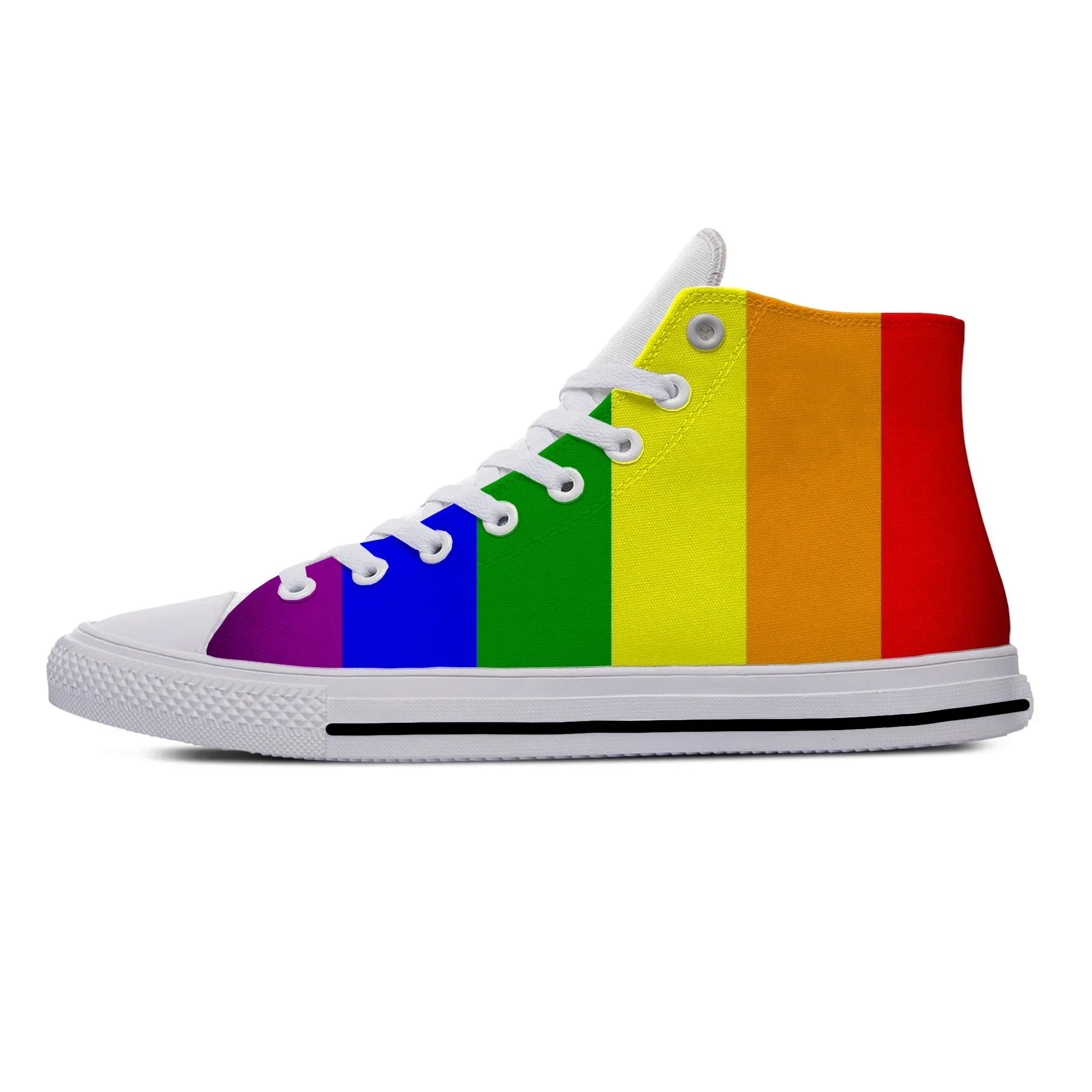 Summer Rainbow LGBT Gay Pride Flag lesbiche Funny Fashion Casual Cloth Shoes High Top leggero traspirante uomo donna Sneakers