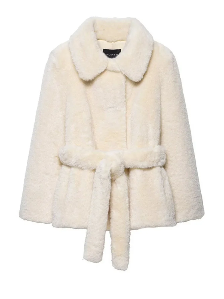 Tossy أزياء من الدانتل متابعة الفراء ريشة معطف المرأة التلبيب شتاء 2025 جديد فضفاض سترة معطف الإناث الصلبة ضمادة فو الفراء معطف