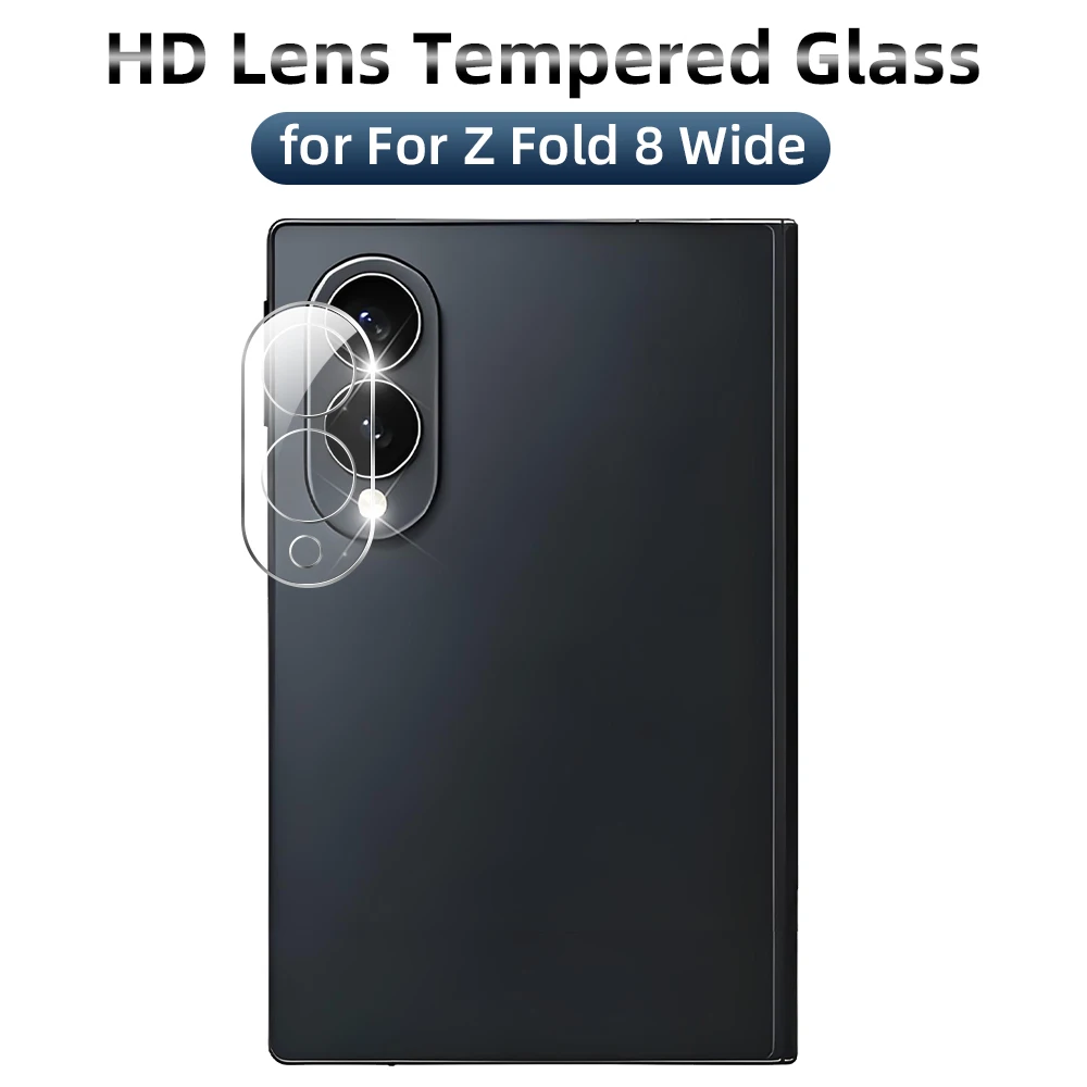 Vidro Temperado 9H para Samsung Galaxy Z Fold 8, Protetor de Lente de Câmera Traseira HD Anti-Risco e Anti-Impressão Digital