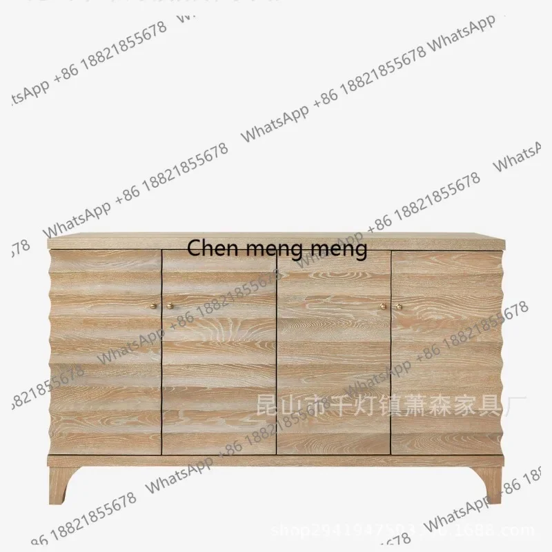 

American retro distressed solid wood modern simple restaurant storage cabinet integrated with wall shoe cabinet
