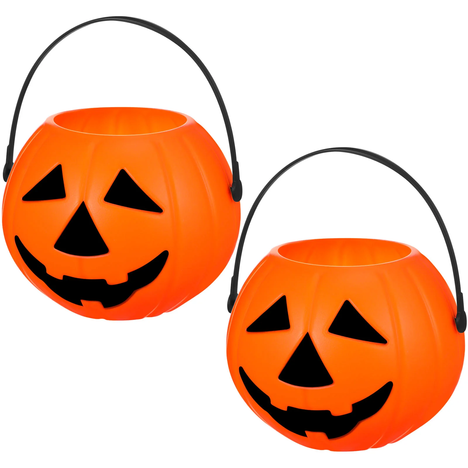 2 Pcs Halloween Pumpkin Bucket Outdoor Decorations Candy Stand Role Play Prop Plastic Lamp Child Lantern Mugs