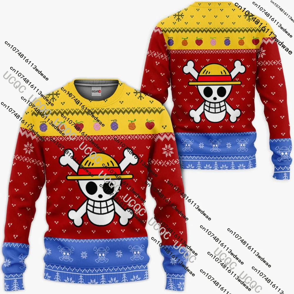 

Christmas Limited One Piece Luffy Sweatshirts Anime Christmas Jolly Roger Pullover Casual Men's Hip Hop Street Kids Xmas Gift