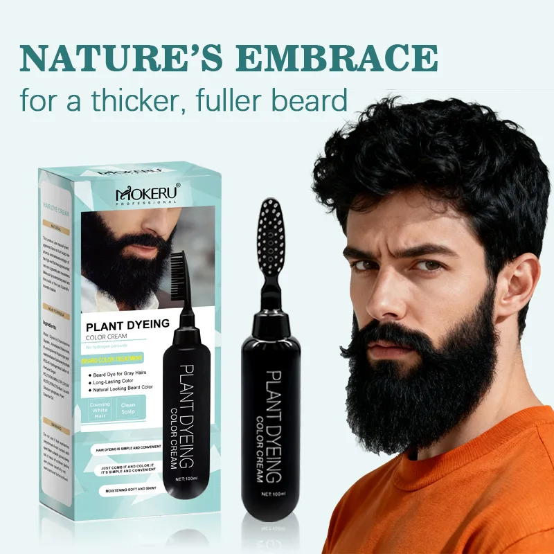 Beard Dyeing Black Cover White Healthy Natural Plant Dyeing Beard Natural Black Hair Dyeing Cream