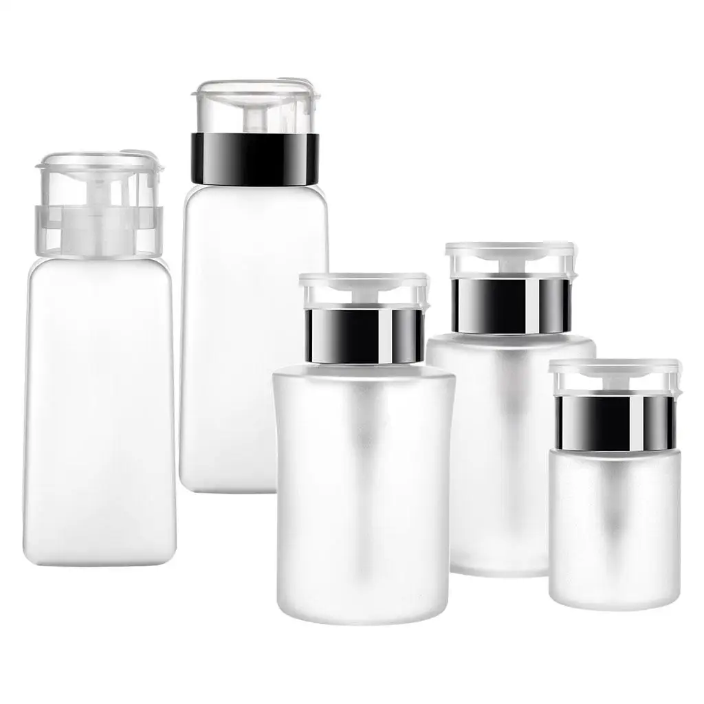 Nail Polish Remover Pump Container Transparent Liquid Dispenser Bottle for Nail Art Home and Salon