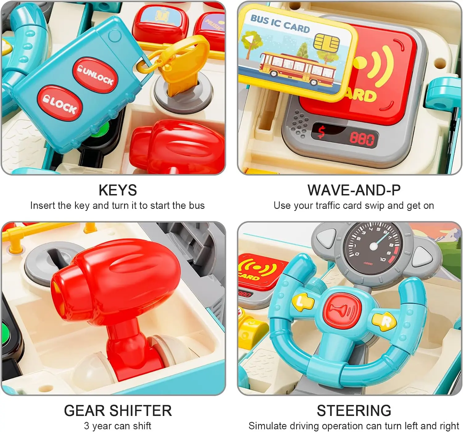 Divertente autobus giocattolo con suono e luce Montessori Scatola occupata Musica Educazione Conoscenza Bambini Bus Giocattoli per ragazzi e ragazze