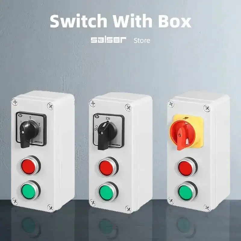 

Cam Switch Push Button 3P Box Emergency Stop OFF-ON Silver Contact Start Stop Power Control Waterproof Enclosure