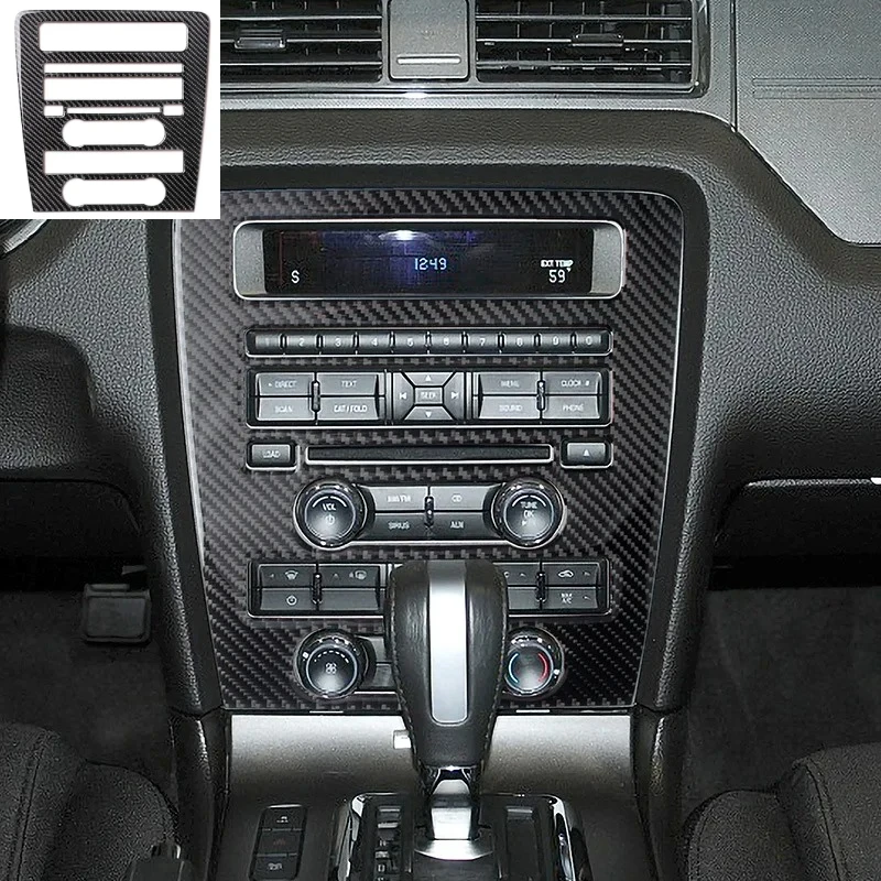 For Ford Mustang Accsesories 2009-2014 Interior Sticker Decal Center Control CD Decoration Panel Trim Cover Carbon Fiber