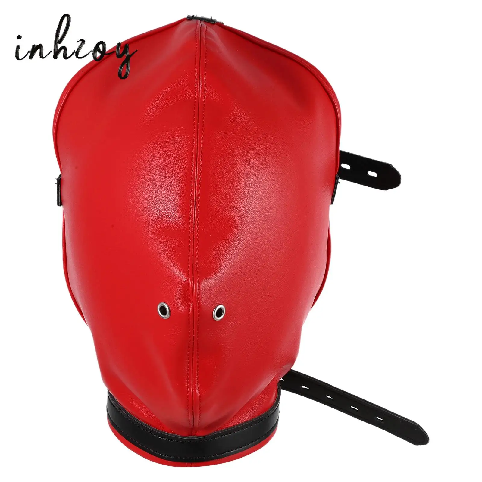 

Full Face Mask for Men Women Wetlook PU Leather Open Eye Hood Mask Head Cover Halloween Carnival Cosplay Role Play Costume