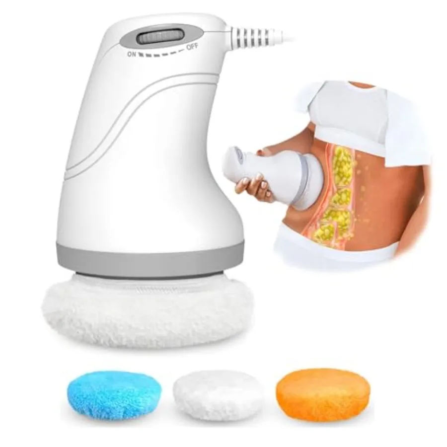 

Электрический массажер от целлюлита с 3 насадками, портативный, для всего тела: спины, живота, ягодиц, ног, рук, с глубокой вращательной вибрацией