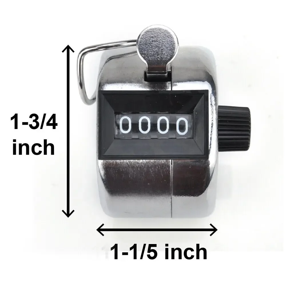 Universal Metal 4 Digit Number Stainless Mini Counter Digital Chrome Hand Tally Clicker Golf 0000 to 9999