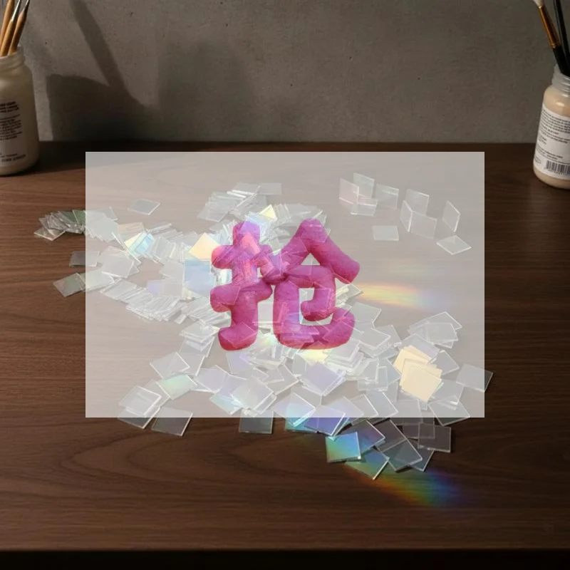 100Pcs Holographic Rainbow Acrylic Sheet Laser Cut Iridescent Color DIY Craft Decor Piece For Art Handmade Wall Ornament Projec