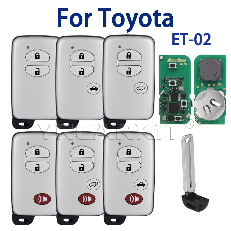Global EoneBoss ET‑02 Remote Key Fob For Toyota Land Cruiser Camry Levin Prado Highlander Corolla 4D 8A Chip Generable Bluetooth