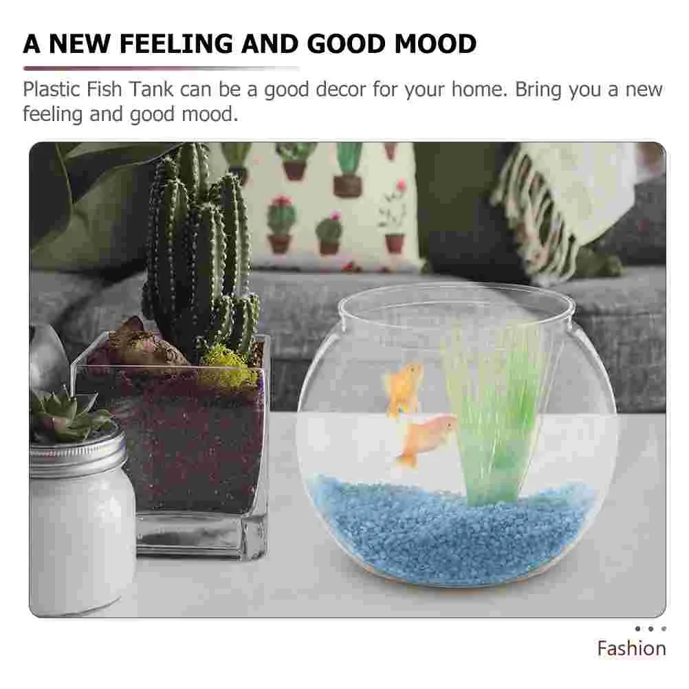 Ornamental Fish Tank Plastic Round Aquarium Bowls Clear Keeper Storage Pot Holder Goldfish Portable Decorative Vase Fishbowl