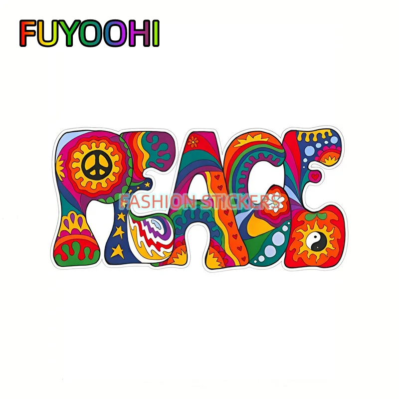 FUYOOHI Psychedelic Peace Car Stickers For Laptop Water Bottle Truck SUV Motorcycle Vehicle Paint Window Wall Cup Decal