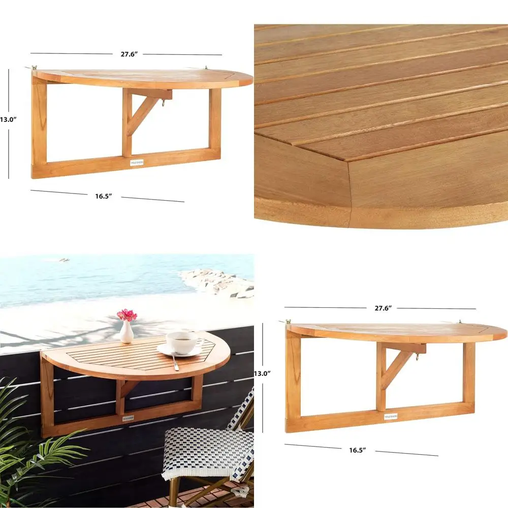 

Owens Collection Natural Teak Outdoor Hanging Half Table for Balcony