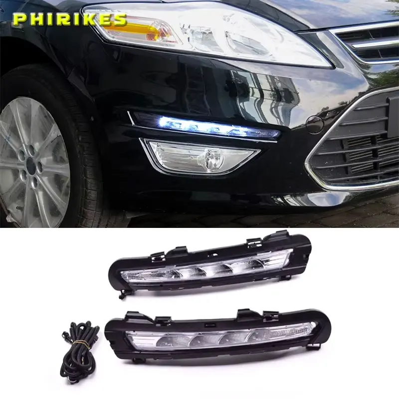 

1Pair For Ford Mondeo Fusion 2011 2012 2013 LED DRL Daytime Running Lights LED Daylight Fog light with yellow