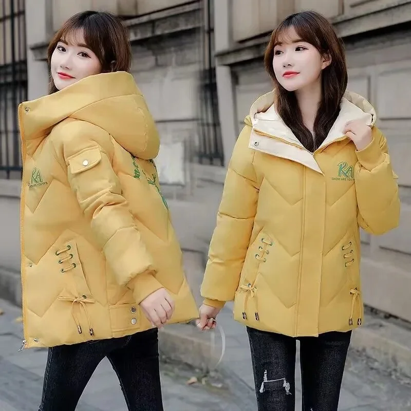 Trendy Cotton-padded Cropped Coat 2024 New  Korean Style Women\'s Puffer Jacket Hooded Winter Parka Fashion Coat Student Overcoat