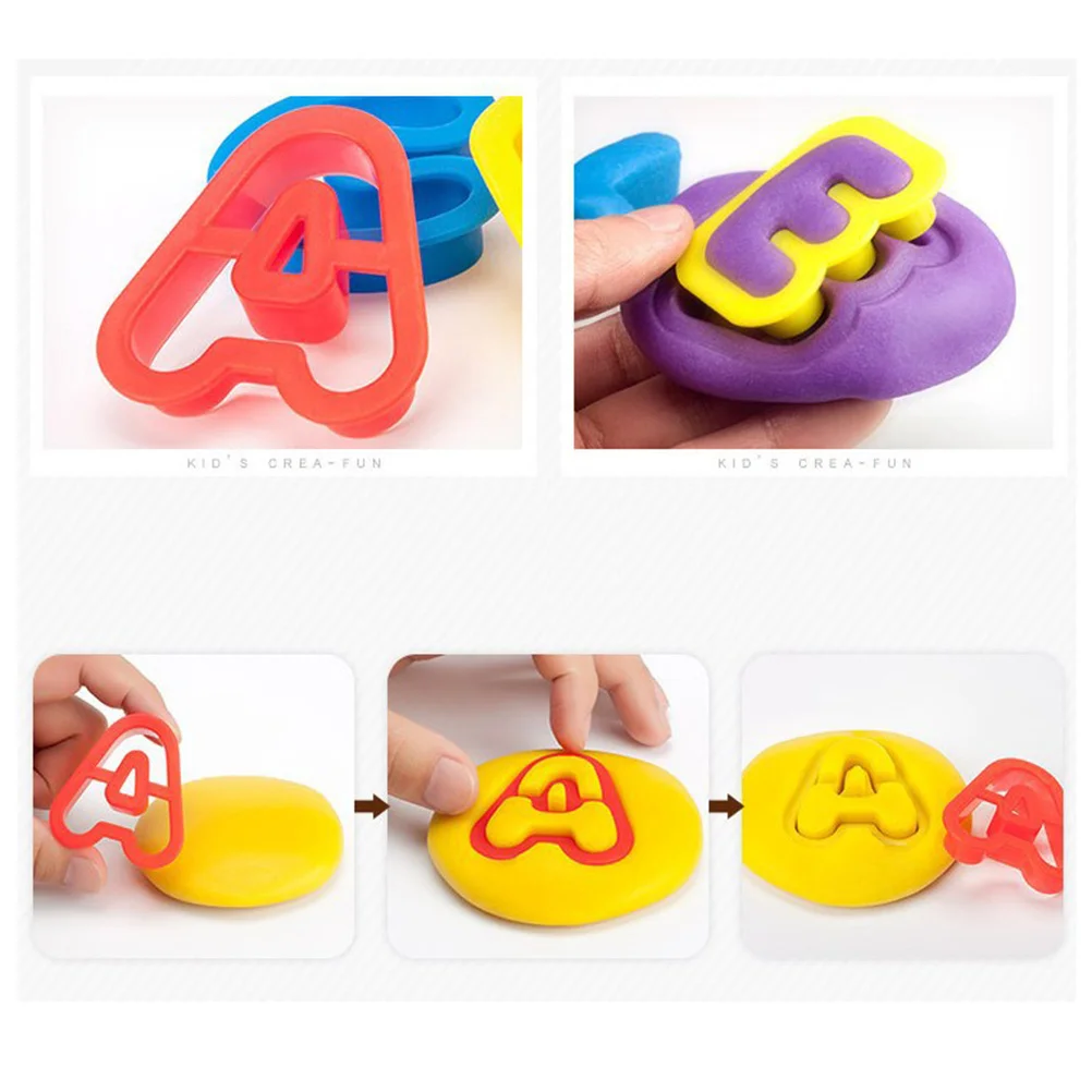 

53Pcs Letter Number Design Dough Clay Tool Kit for Boys Girls Early Learning Daycare Home Use Color Clay Tools