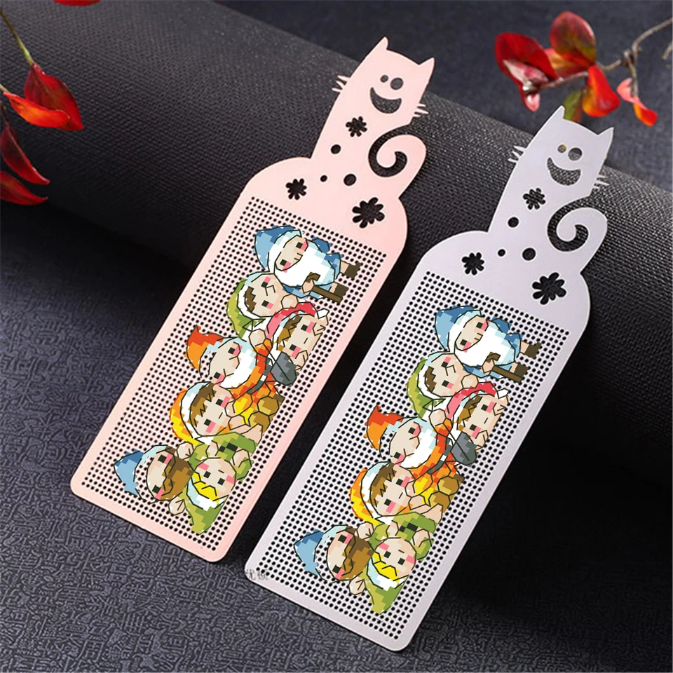 DIY Craft Stich Cross Stitch Bookmark Metal Silver Golden Needlework Embroidery Crafts Counted Cross-Stitching Kit