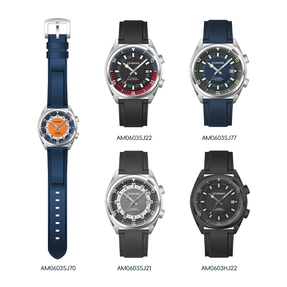 STARKING Men's Automatic 8215 Diving Watch Luminous Mechanical Watches Swimming Dive 100m Waterproof Wristwatch Silicone Strap view 3