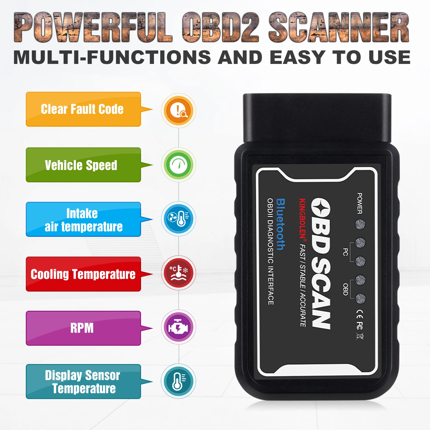 KINGBOLEN ELM327 بلوتوث V1.5 PIC18F25K80 رقاقة Obd2 الماسح الضوئي رمز القارئ أداة تشخيص السيارة المسح التلقائي لنظام أندرويد ويندوز