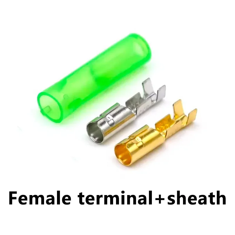 25/50/100Sets 4.0 bullet terminal car electrical wire connector diameter 4mm Female + Male + Case Cold press terminal Green