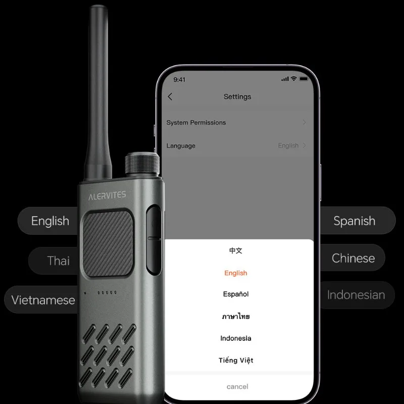 BOLRZO Baofeng Alervites AT2 intelligent UHF radio long-distance walkie-talkie offline Bluetooth Zello PTT handheld AI