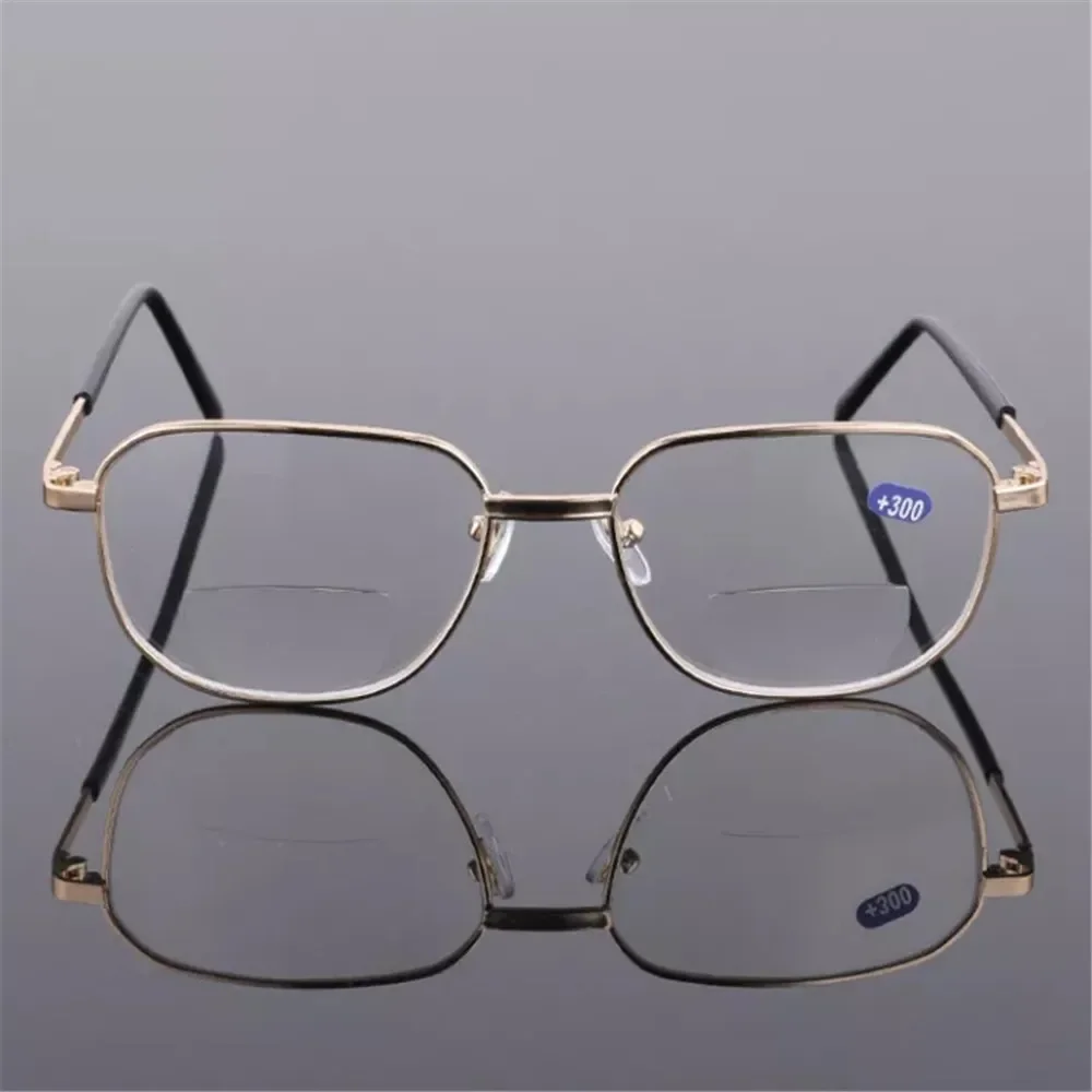 2-in-1 bifokale Lesebrille +1,0 ~ +4,0 Herren-Doppelzweckbrille Metallrahmen Damen Presbyopie Retro-Brille – Detail 8