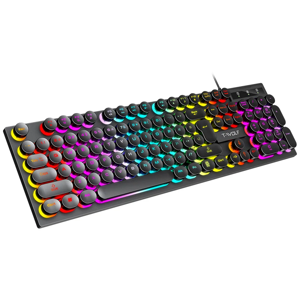 Mechanical Keyboard USB Wired 104 key Gaming keyboard with RGB backlight black red Blu-ray computer laptop player