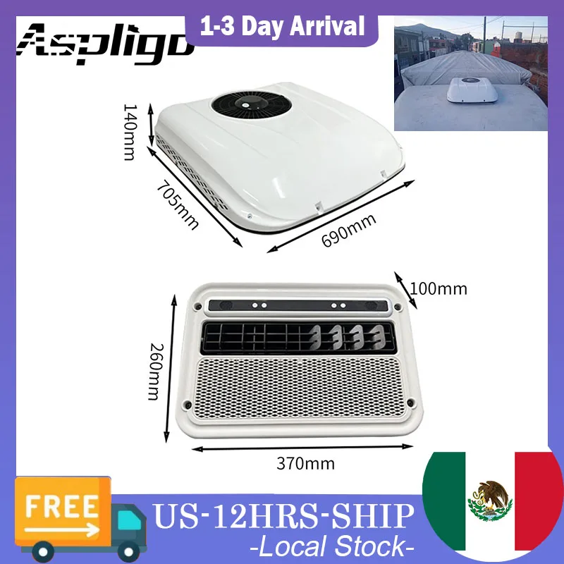 

Aspligo 13500BTU 12V Electric RV Air Conditioner Low Noise Car Roof Air Conditioning For SUV Motorhome Truck Camper Van Caravans