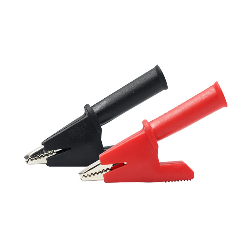 

2Pc Alligator Test Clip 20A 10mm Opening Alligator Clip for Banana Plug 4mm Multimeter Pen Cable Probes Crocodile Clip Red Black